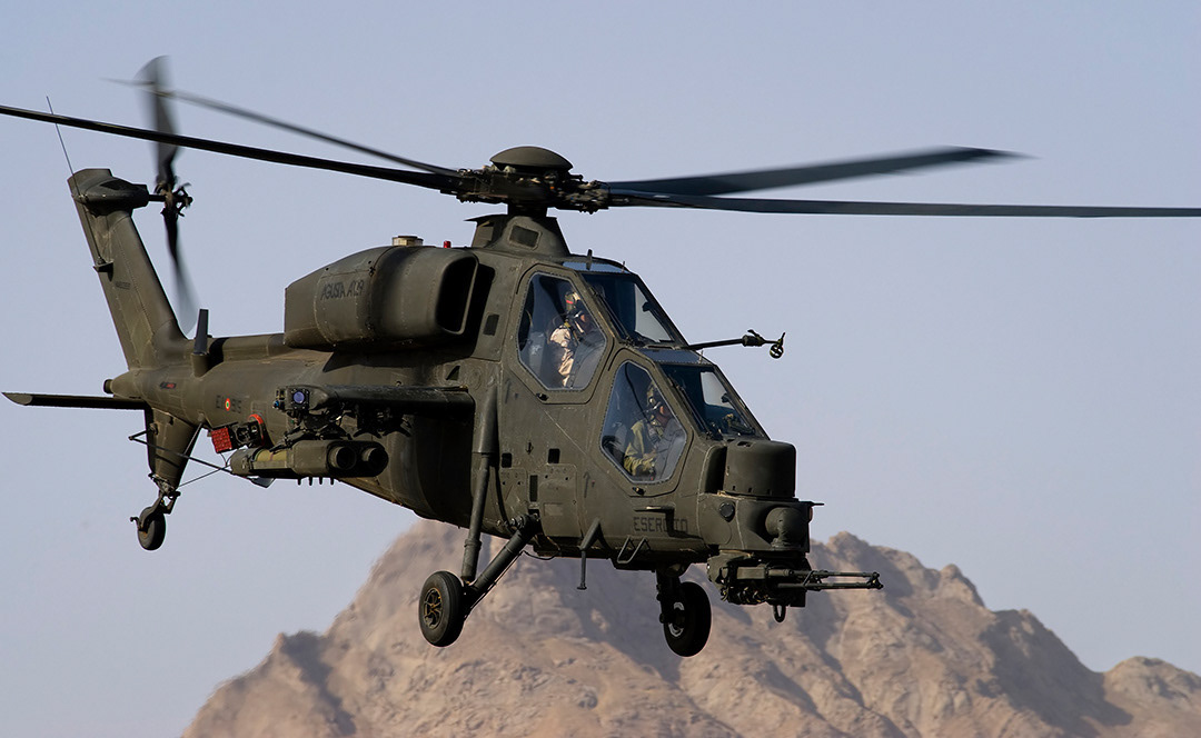 Italian army helicopter A129 Mangusta operating in Afghanistan. 