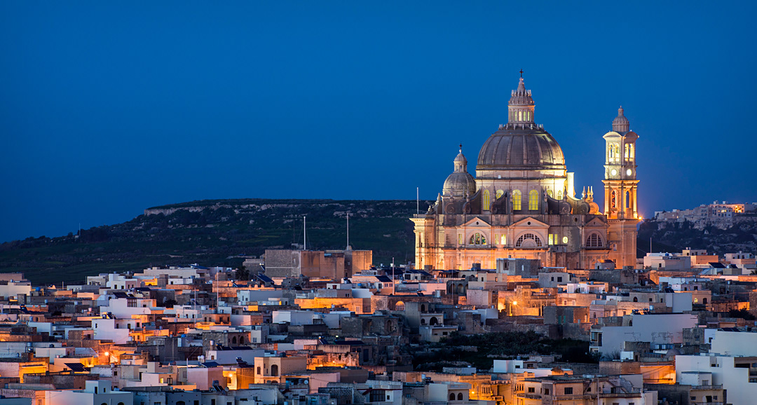 Xewkija, on Gozo island at dawn. 