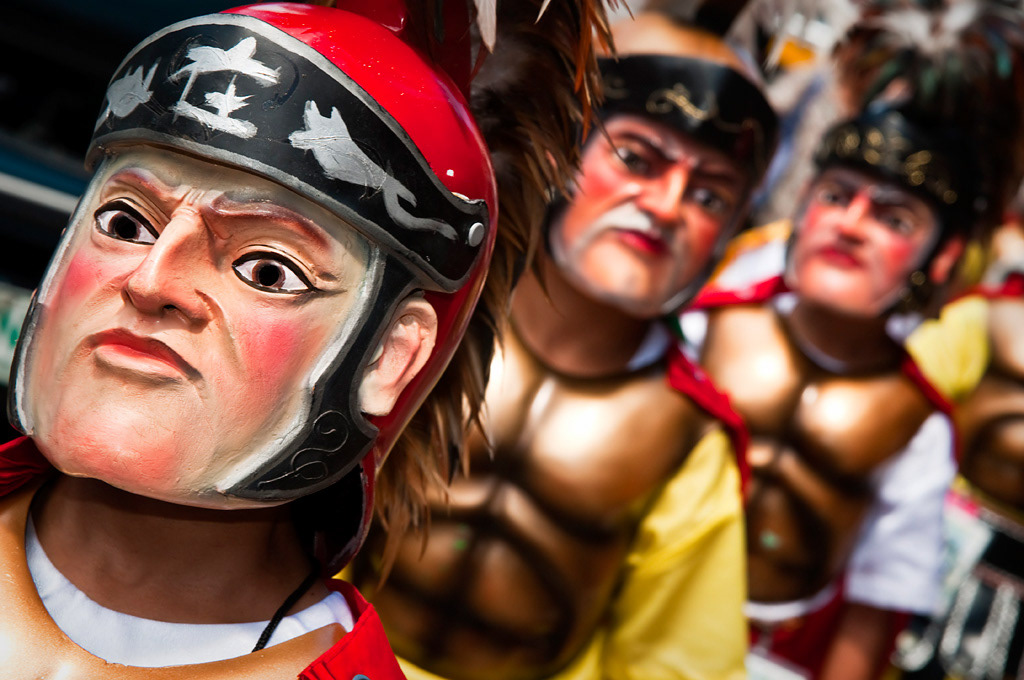 Moriones (roman centurions) masks at the Moriones Festival in Boac (Marinduque).. 