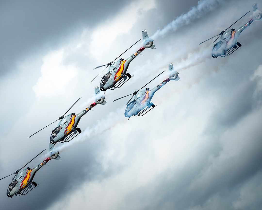Aspa Patrol (Spanish Air Force's helicopters acrobatic patrol) in Aire 75 International Airshow 