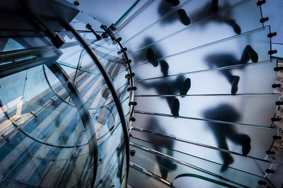 5th ave. Apple Store Glass Staircases. 