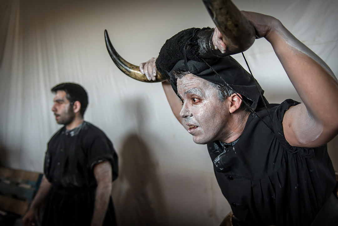  "Devils Luzón" preparing for Carnival in Luzon (Guadalajara, Spain). 