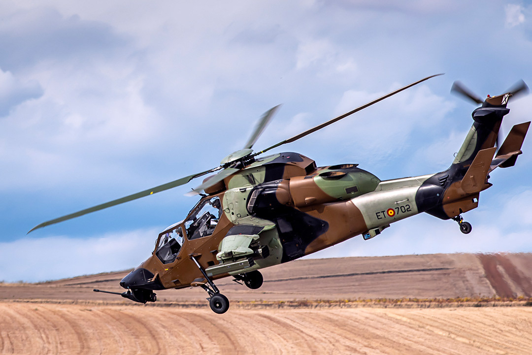 Eurocopter EC665 Tigre of the FAMET of the Spanish Army taking off.