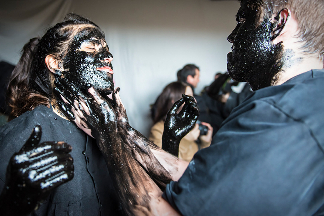  "Devils Luzón" preparing for Carnival in Luzon (Guadalajara, Spain). 