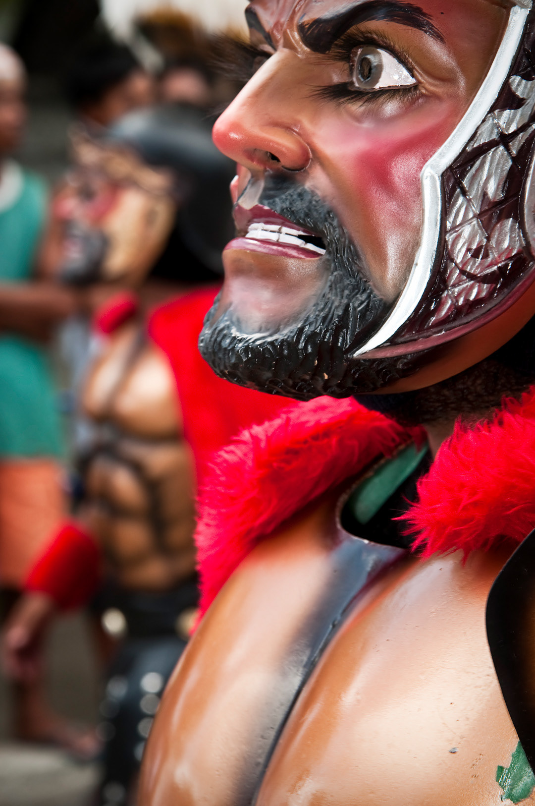oriones (roman centurions) masks at the Moriones Festival in Boac.