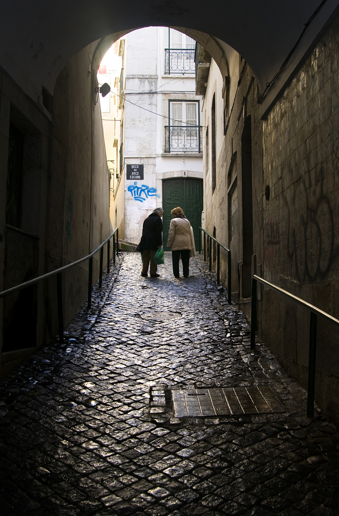 Arch in the Alfama of Lisbon. 