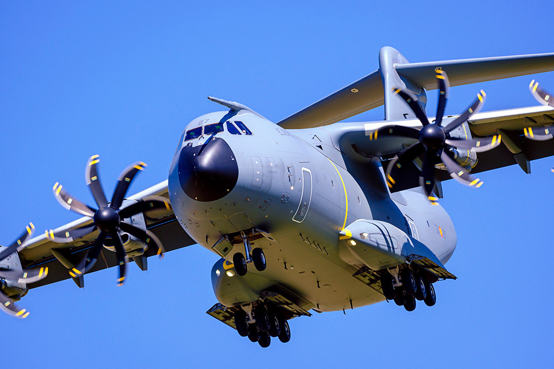 Airbus A400 of the 31st Wing of the Spanish Air Force landing.