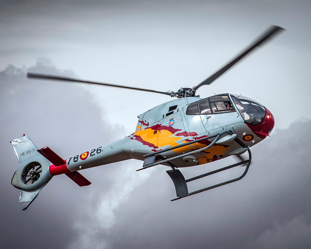Aspa Patrol (Spanish Air Force's helicopters acrobatic patrol) in Aire 75 International Airshow 