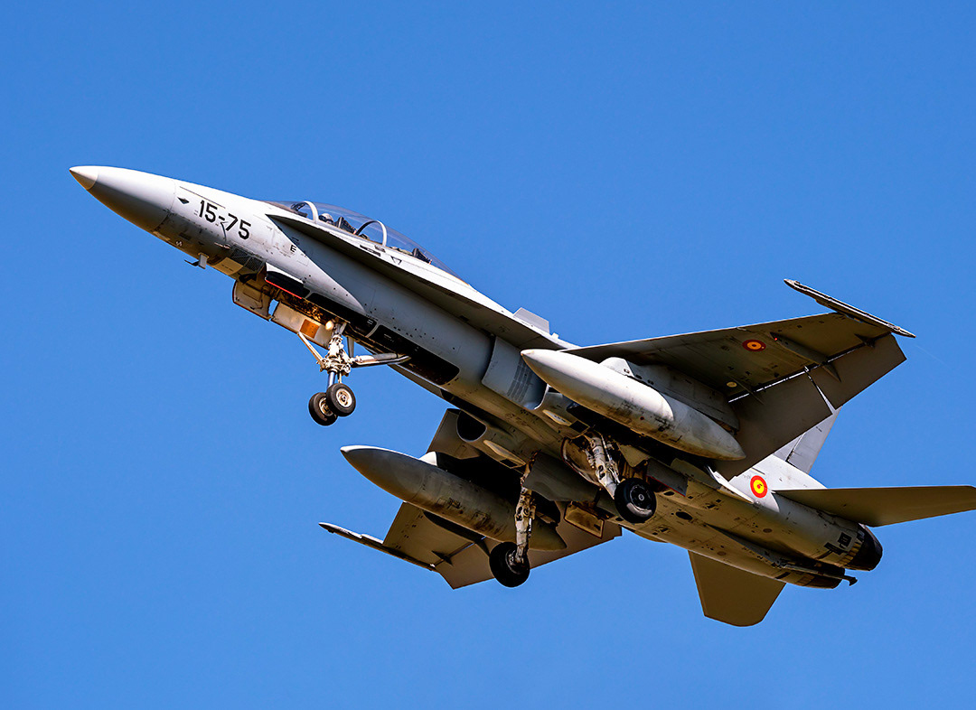 Spanish McDonnell Douglas F18 Hornet landing.