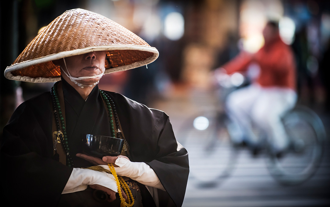 Monk in the streets of Ueno, Tokyo.