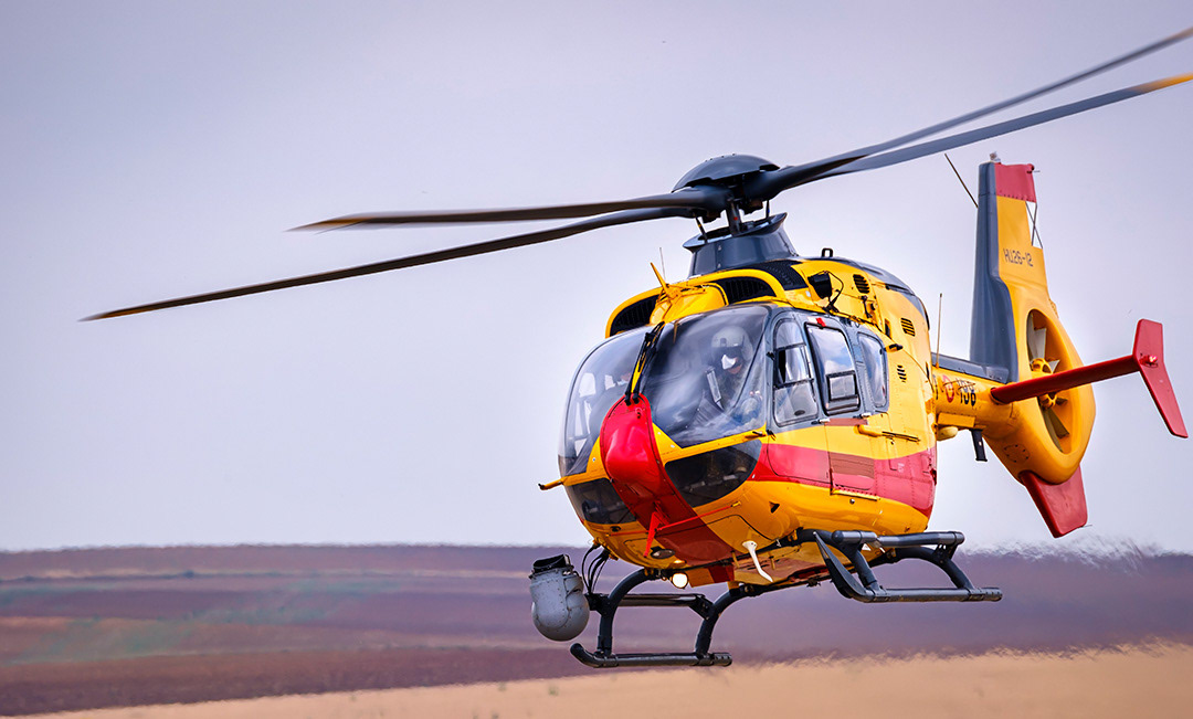 Eurocopter EC135 of the Military Emergency Unit of the Spanish Army in flight.