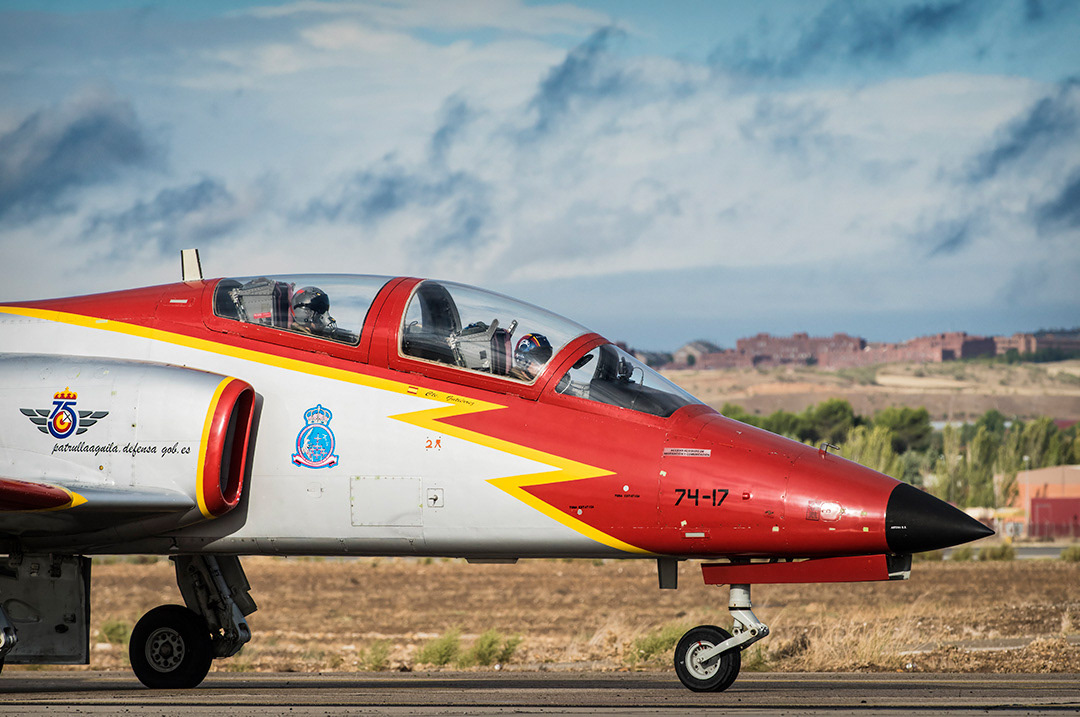CASA C-101 "Mirlo" of the Patrulla Aguila of the Spanish Air Force taxiing towards the runway.