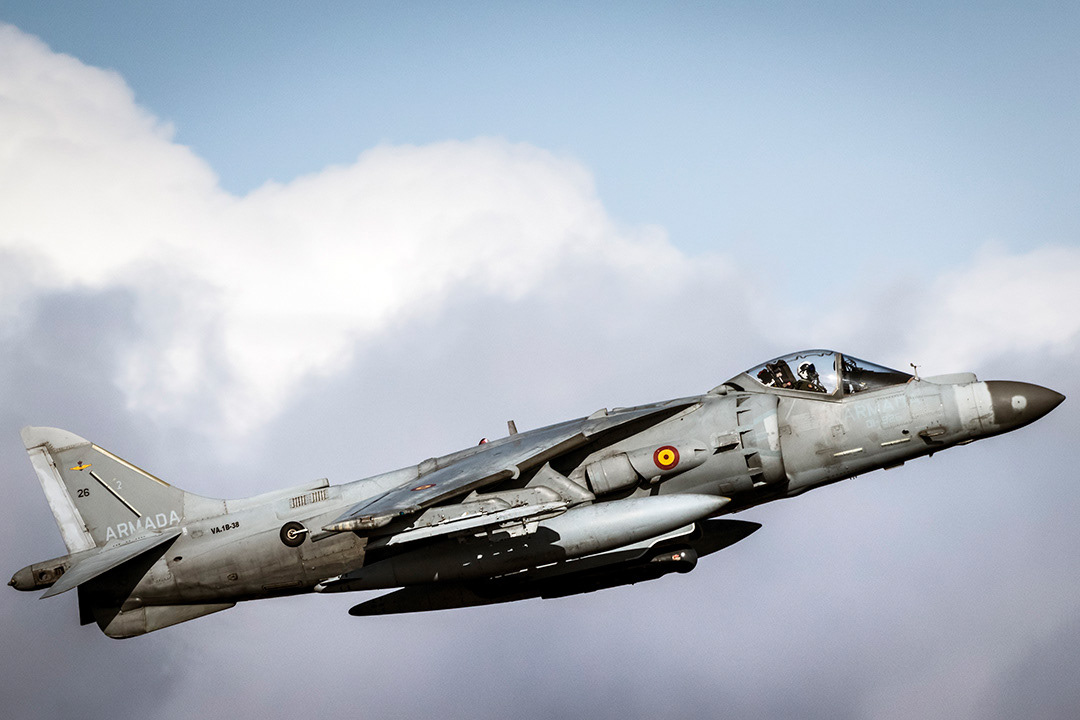 AV-8B Harrier II Plus of the 9th Aircraft Squadron of the Spanish Navy in flight. 