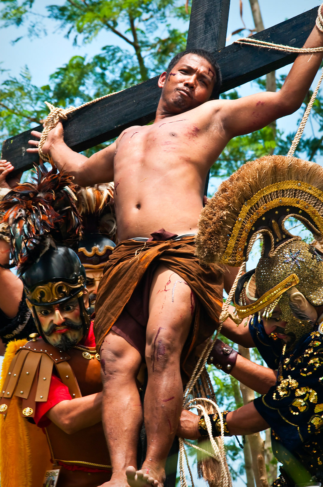 Crucifixion at Moriones Festival in Boac. 