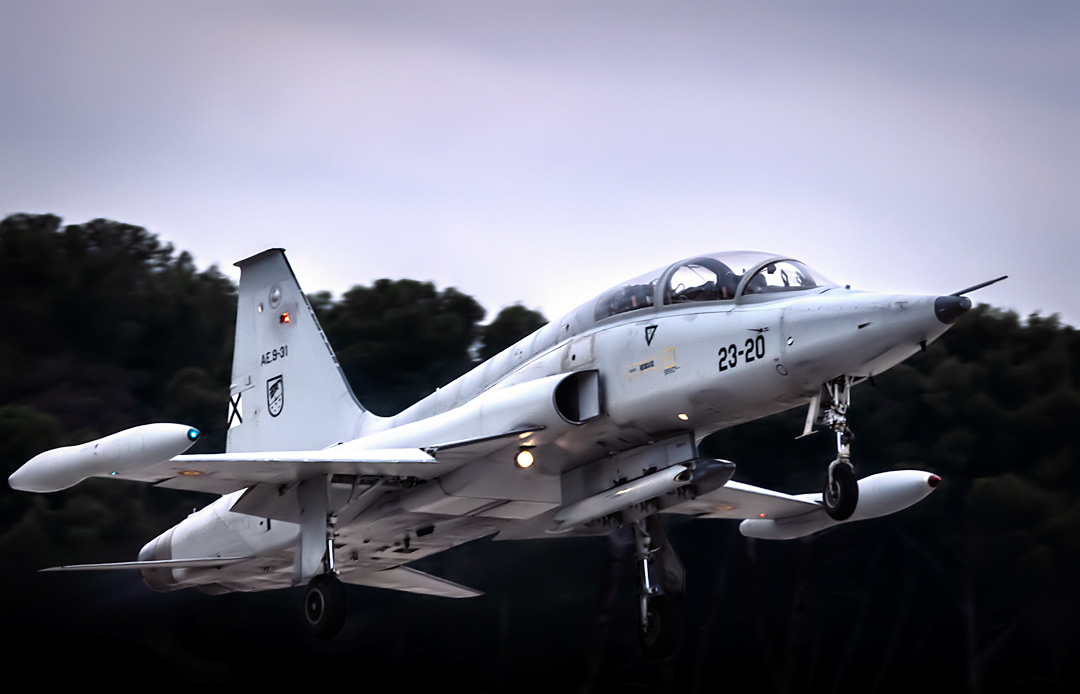 Northop F5 of the 23rd Wing of the Spanish Air Forces taking off.