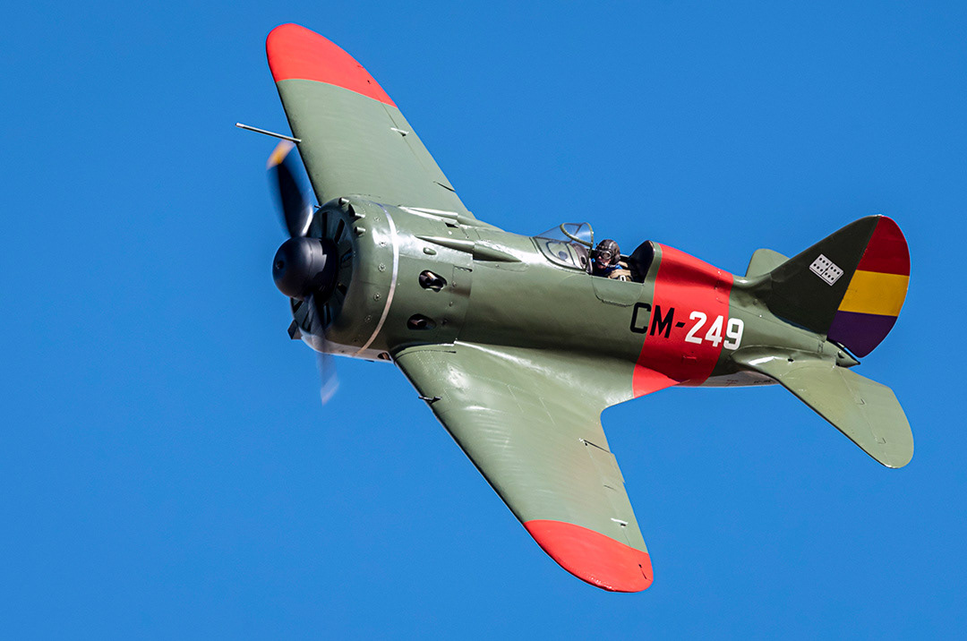 Polikarpov I16 "mosca" of the Infante de Orleans Foundation at an air show at the Cuatro Vientos aerodrome (Madrid).