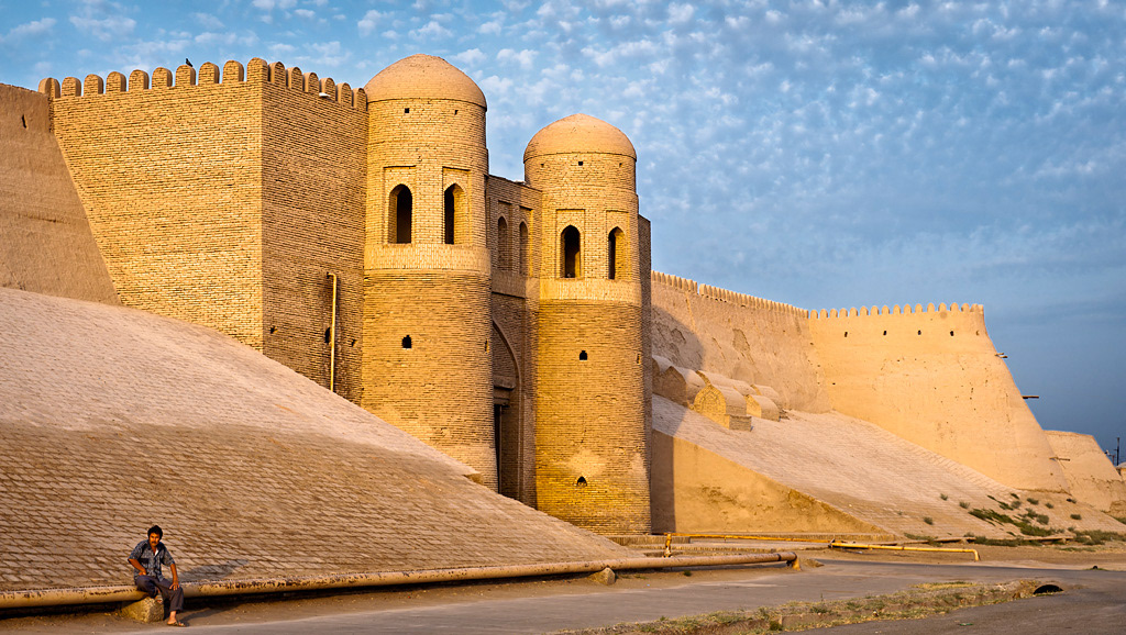   Khiva (Ichon-Qala). West Gate at sunset. 
