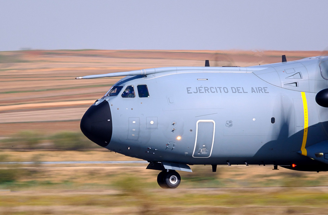 Airbus A400 of the 31st Wing of the Spanish Air Force landing.