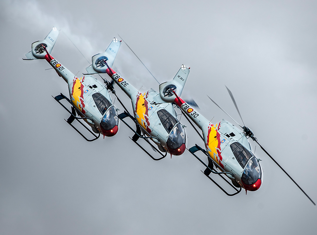 Aspa Patrol (Spanish Air Force's helicopters acrobatic patrol) in Aire 75 International Airshow 