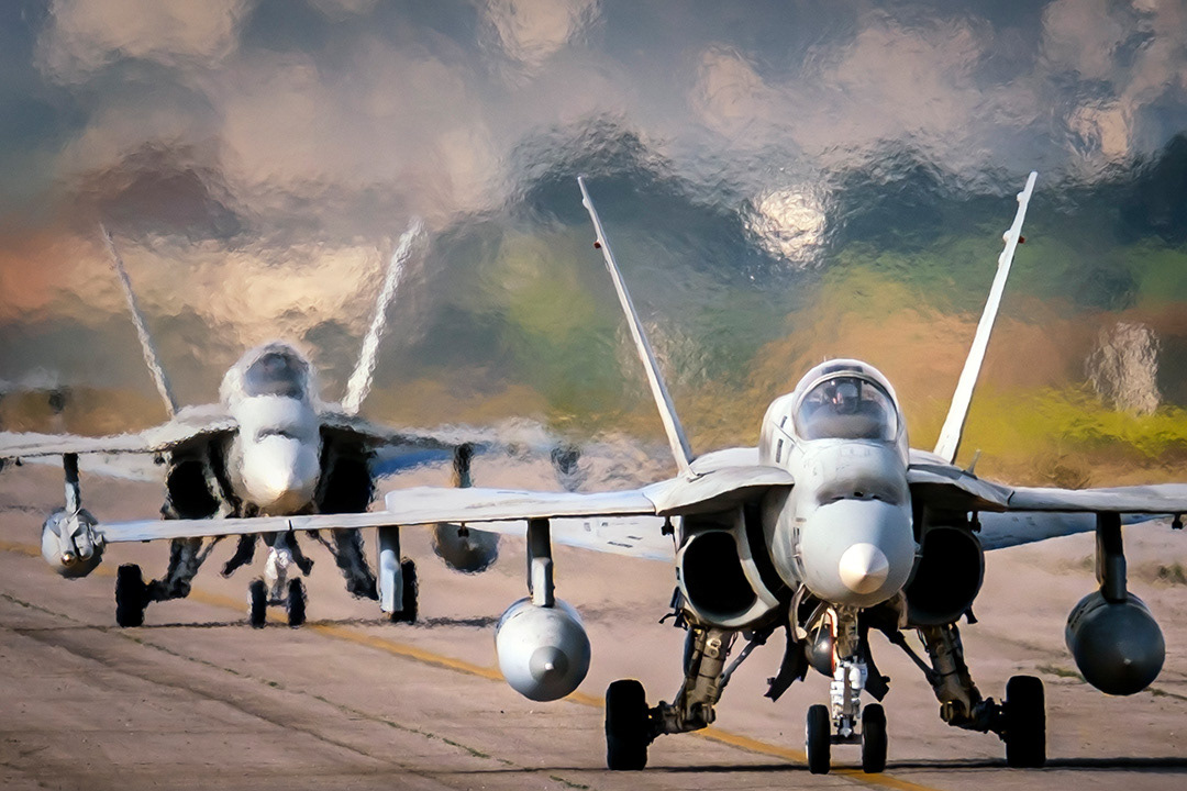 Spanish McDonnell Douglas F18 Hornet on the runway.