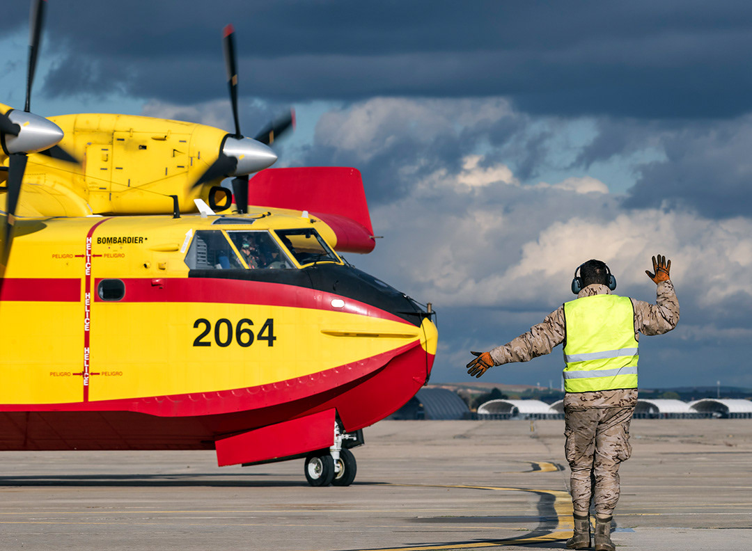 CL-415T of the 43 Group of the Spanish Air Force parking on the apron.