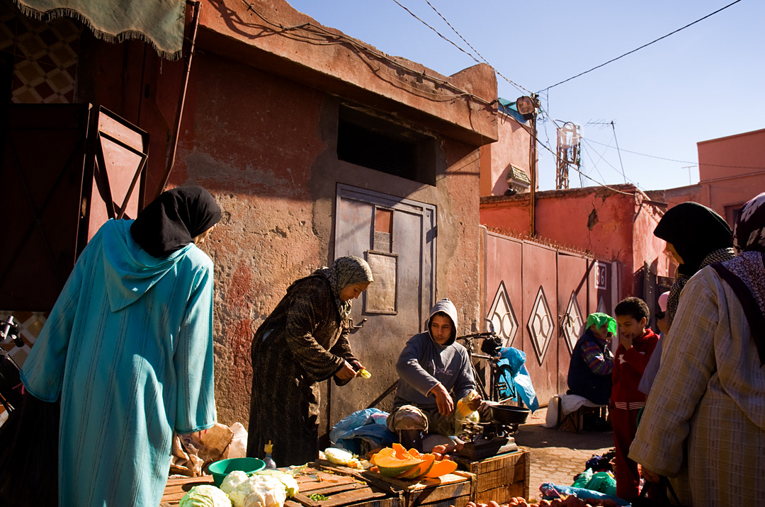 Market in the streets of Marrakech.