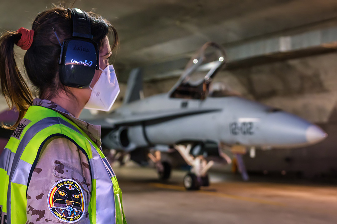 Spanish McDonnell Douglas F18 Hornet at dawn.