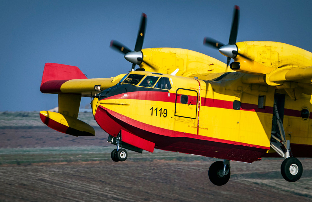 Bombardier CL-415T of the 43 Group of the Spanish Air Force landing.