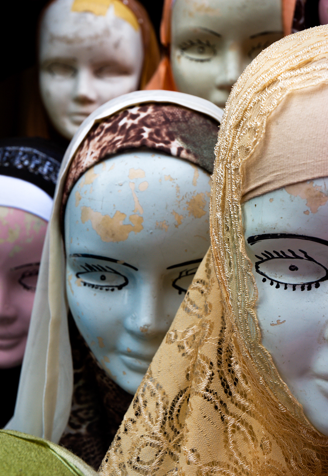 Hijab on display in a Safi shop.