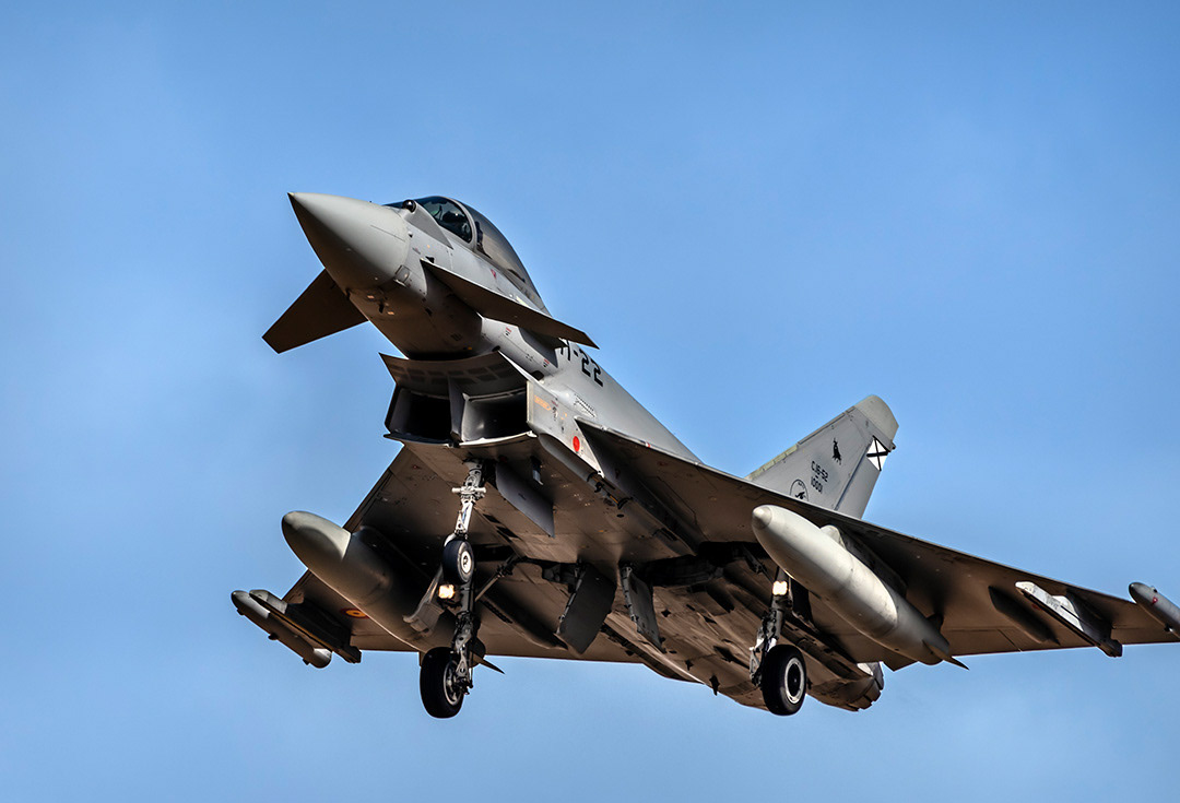 Eurofighter Typhoon of the 11th Wing of the Spanish Air Force landing.