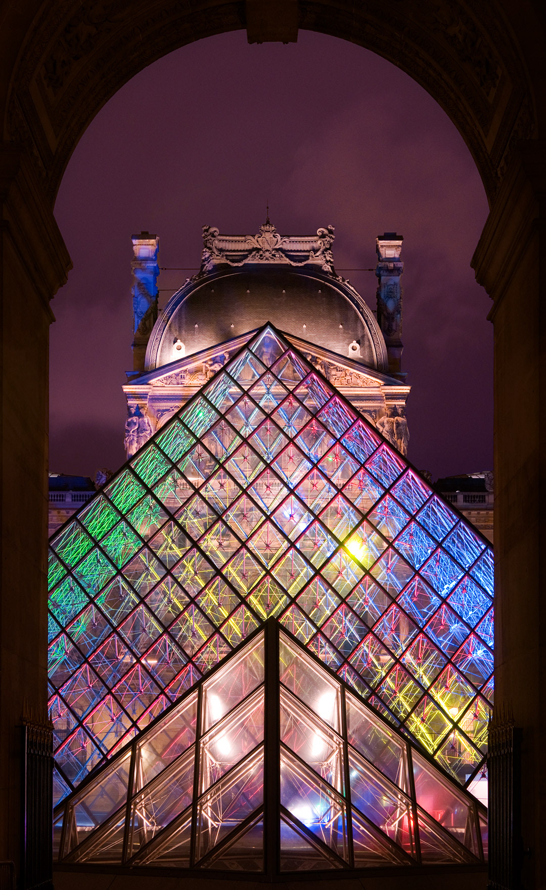París. Glass pyramids at the Louvre. 