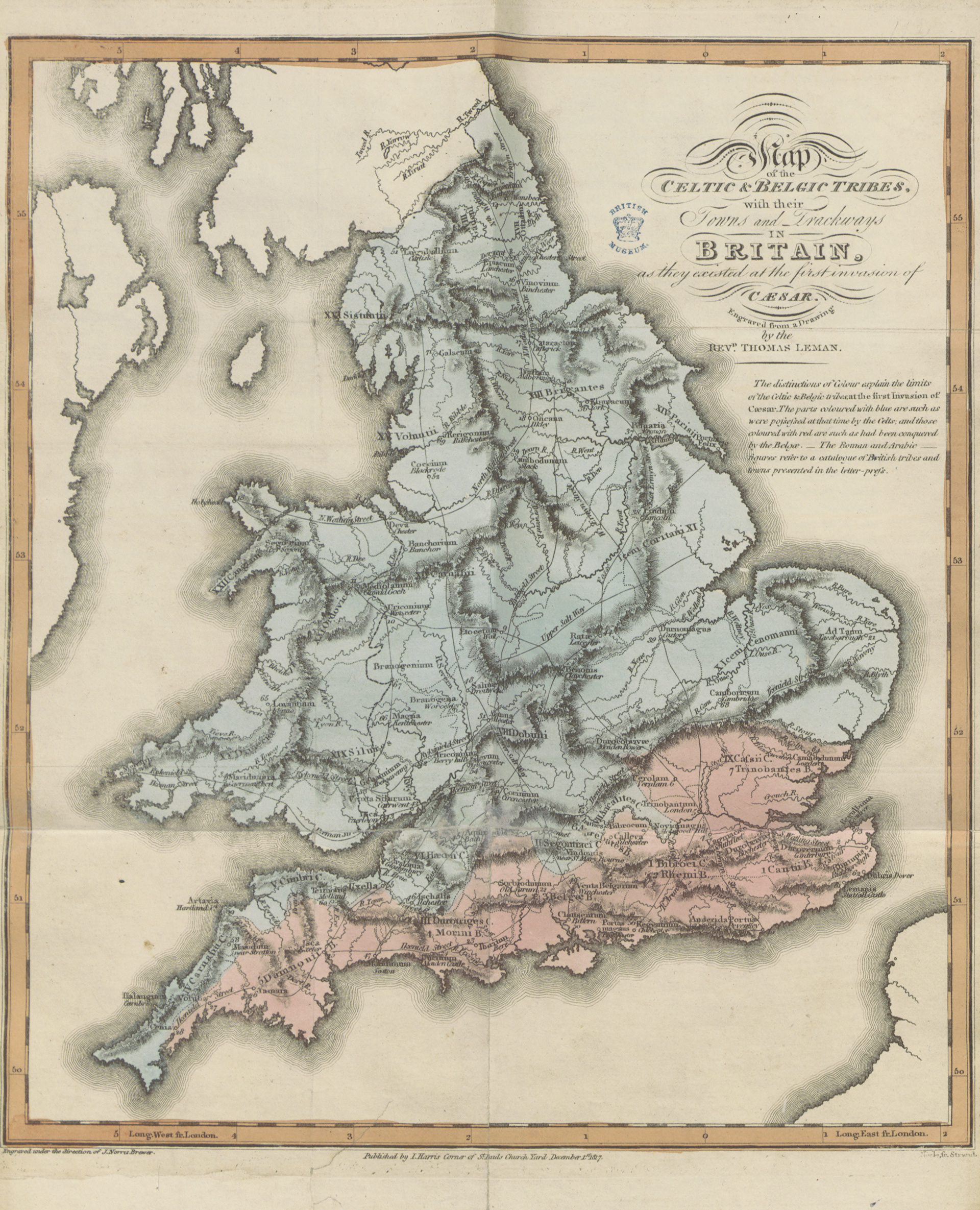 19th century-style map of Britain with Celtic tribes