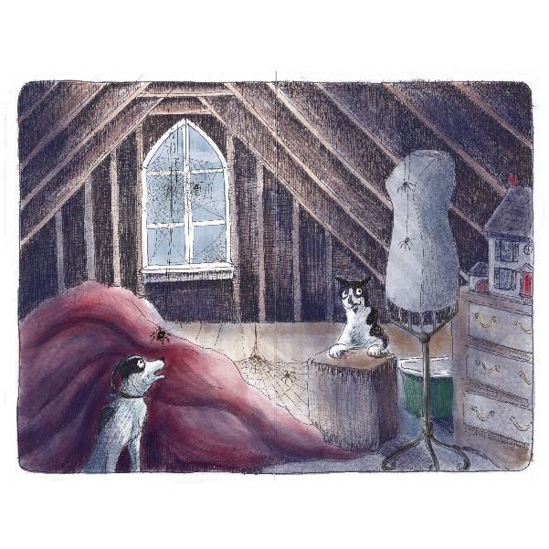 In the creepy attic