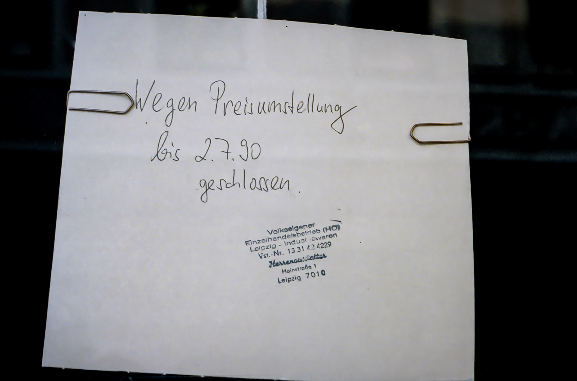 Wegen Preisumstellung geschlossen