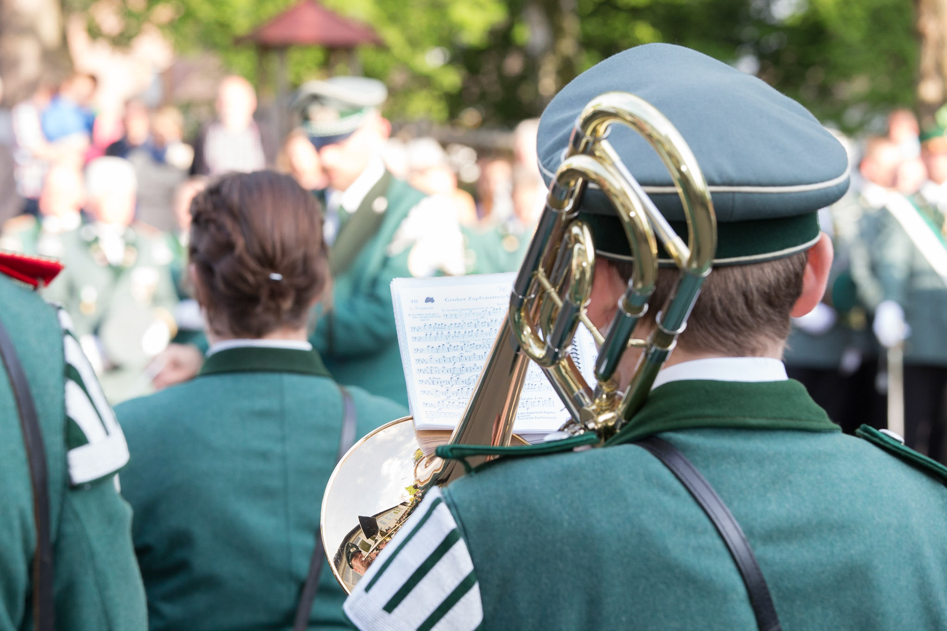 Trombonist playing the Grand Tattoo