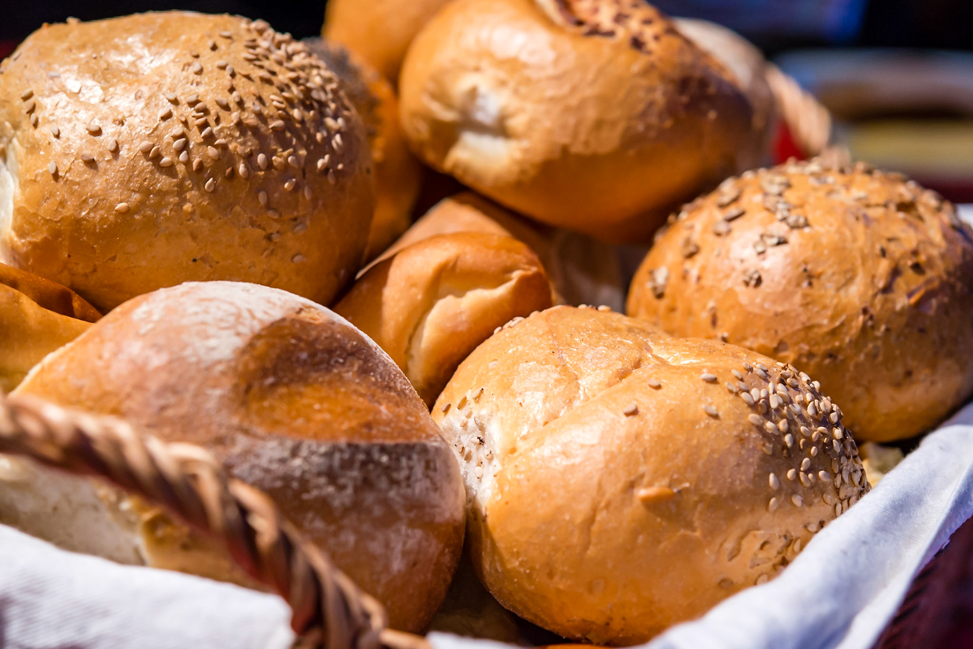 Fres baked golden rolls from the bakery