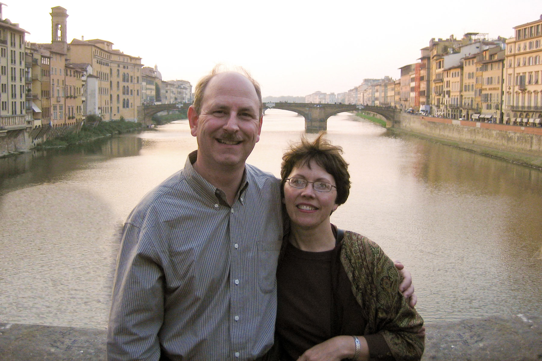 Tom and Chris on the Ponte Vecchio, Florence, Italy
