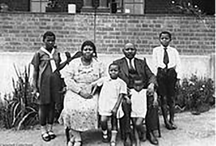 Mid 1930s John and his second wife Angelina Dube with (l. to r.) Nomagugu, Joan Lulu, James Sipho and Douglas Sobanto.