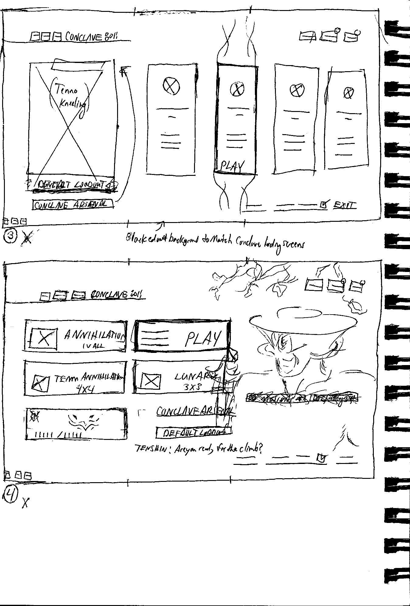 Wireframes 3 and 4