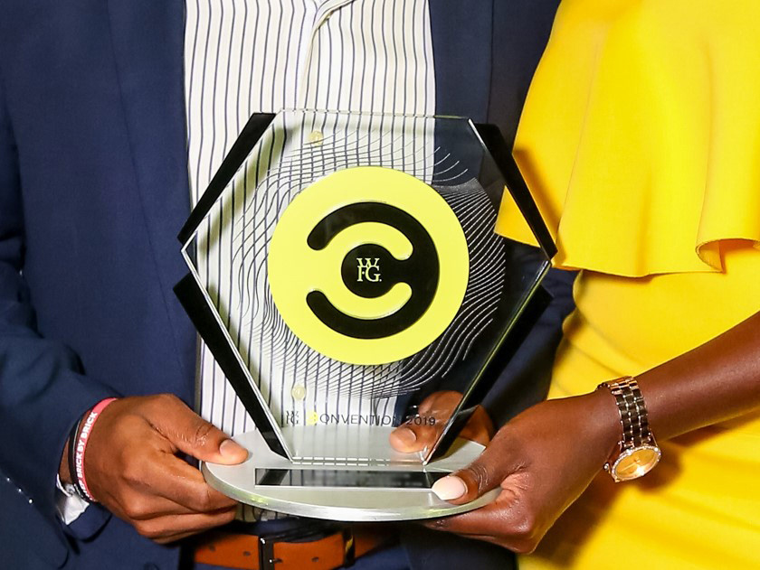 Trophy held by Award Recipient