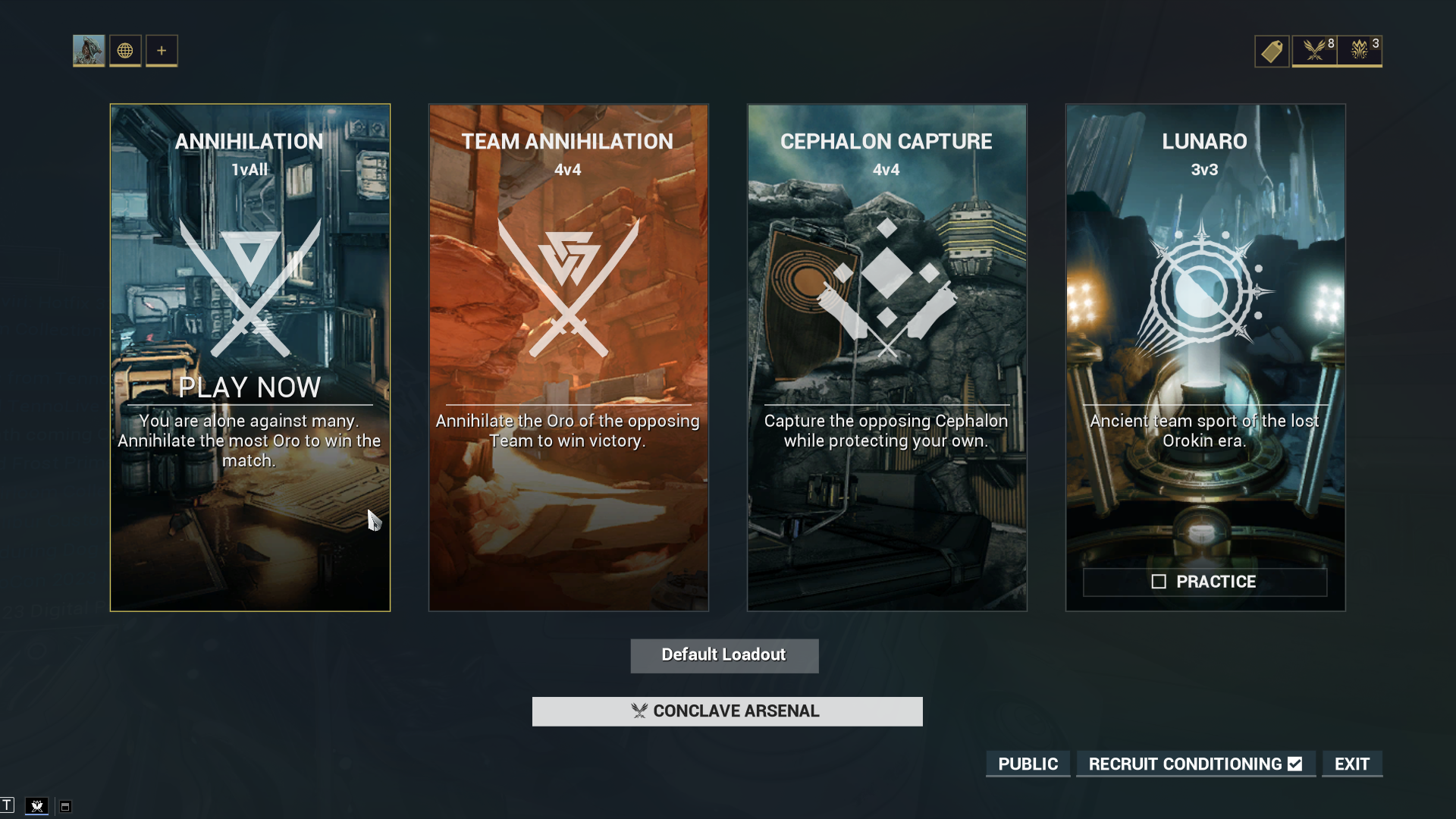 Current Screen - Game Mode Hover