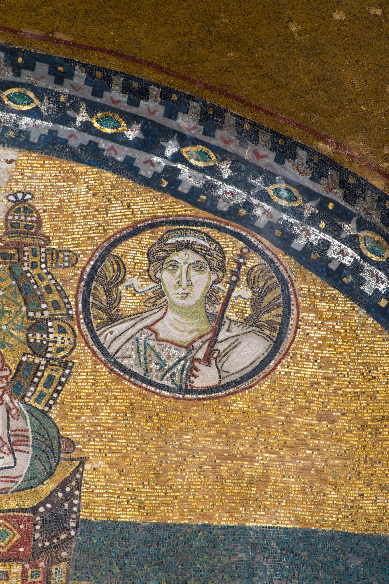 Hagia Sophia, Imperial Gate Mosaic, Archangel Gabriel, ca. 532–537 CE, Istanbul, Turkey, photo 2013. © The Trustees of Columbia University