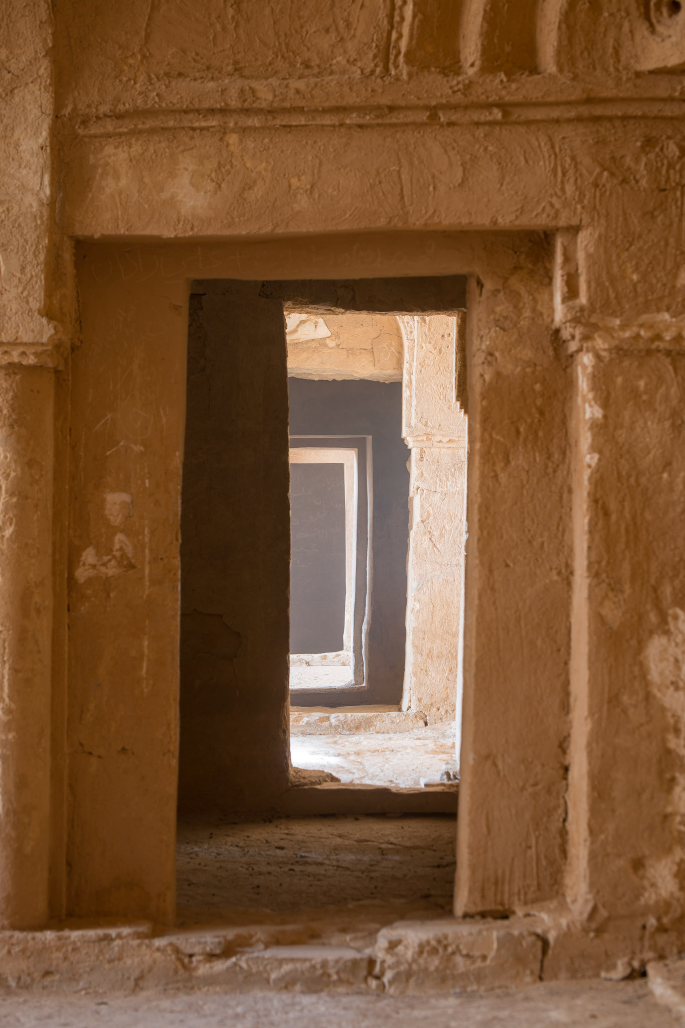 Qasr Kharana, Upper Floor, Southern Side of Complex, Doorways facing East, Amman Governorate, Jordan. Photo: 2016. © The Trustees of Columbia University