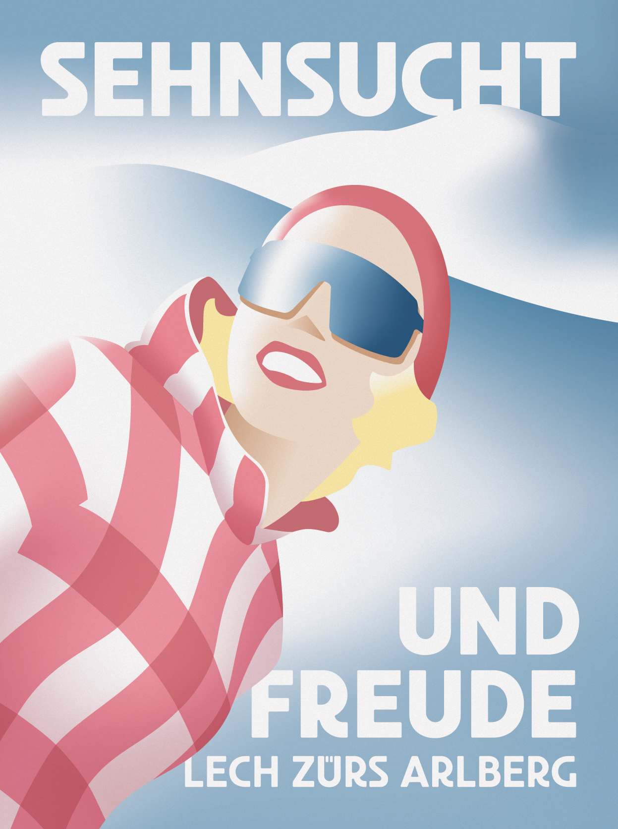 WEITRAUM Kunstdruck Lech Zürs Arlberg Plakat Fine Art Print Winter Ski Illustration