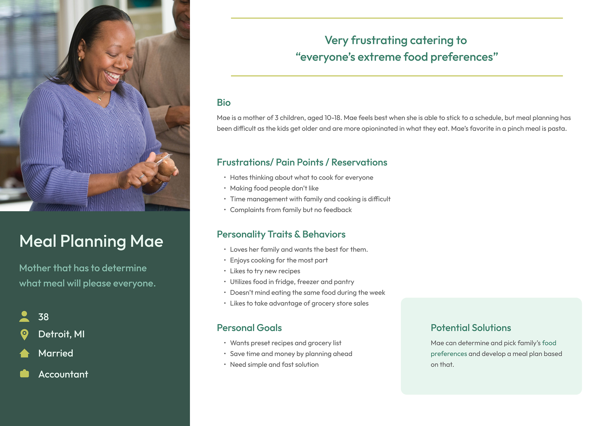 Meal Planning Mae User Persona