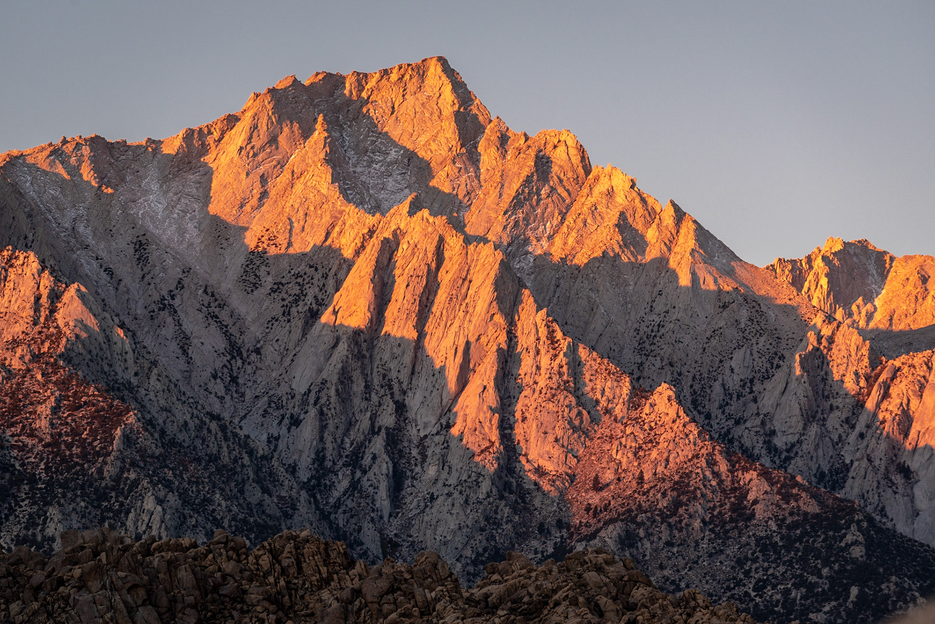 Sunrise on Lone Pine Peak, Alabama Hills, California