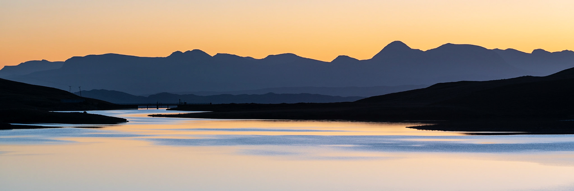 Sunrise on Loch Leathan, Isle of Skye, panorama