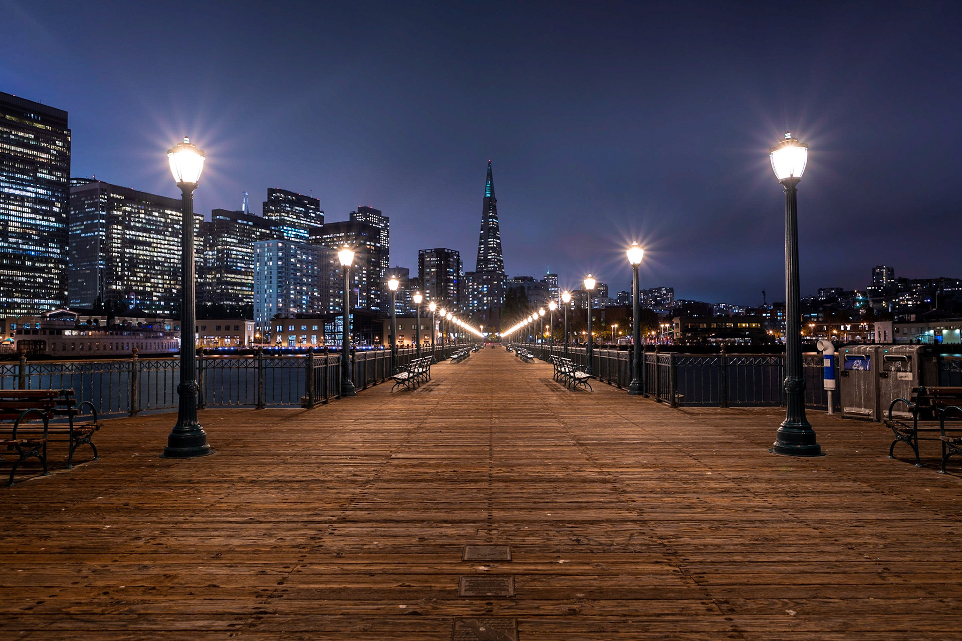 Pier 7 at night, San Francisco, California