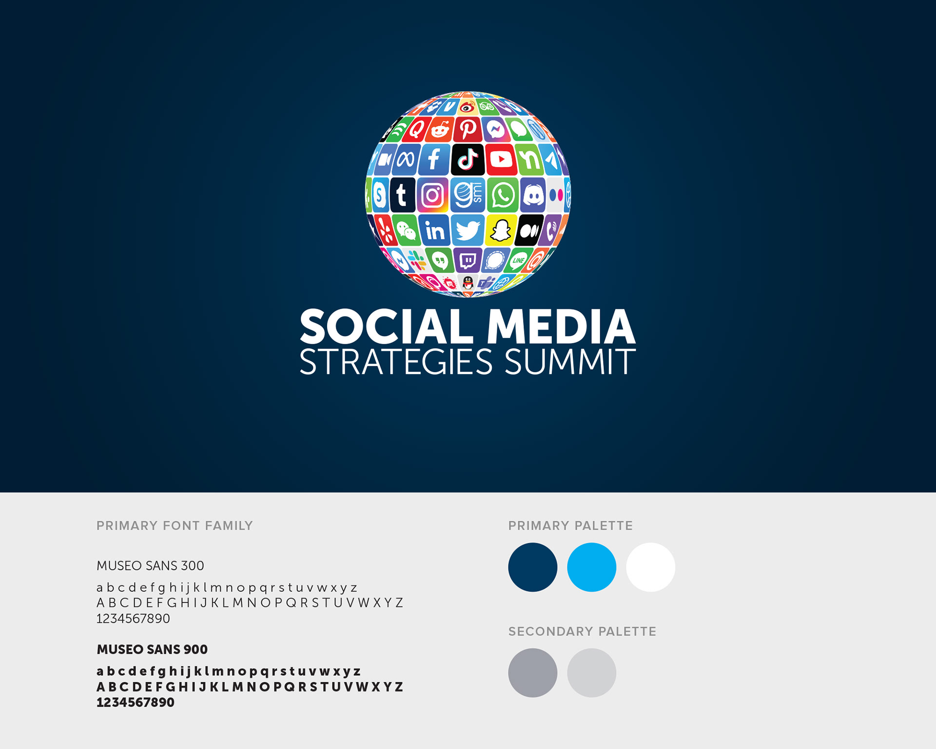 3D-rendered app icon globe featuring digital platform logos and GSMI mark at center.