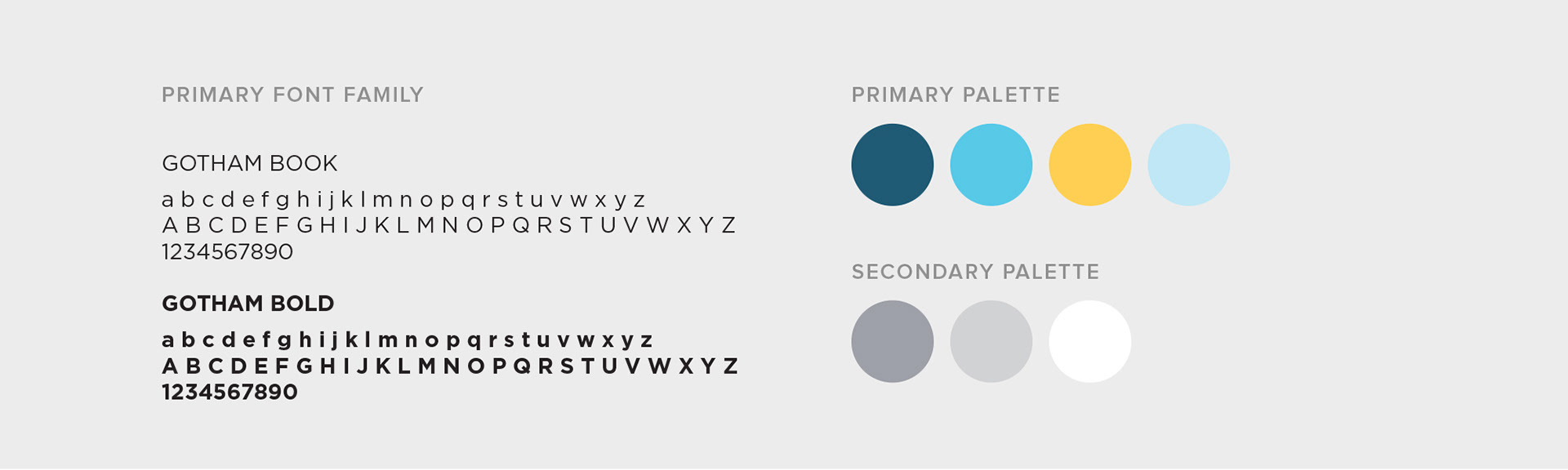 Typography samples and blue, yellow, and neutral color swatches used in the Infusion Advocate newsletter design.